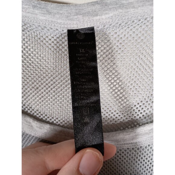 Yogalicious Gray Mesh Long Sleeve Yoga Activewear Long Cuffs Pullover Size 3X - Picture 7 of 8